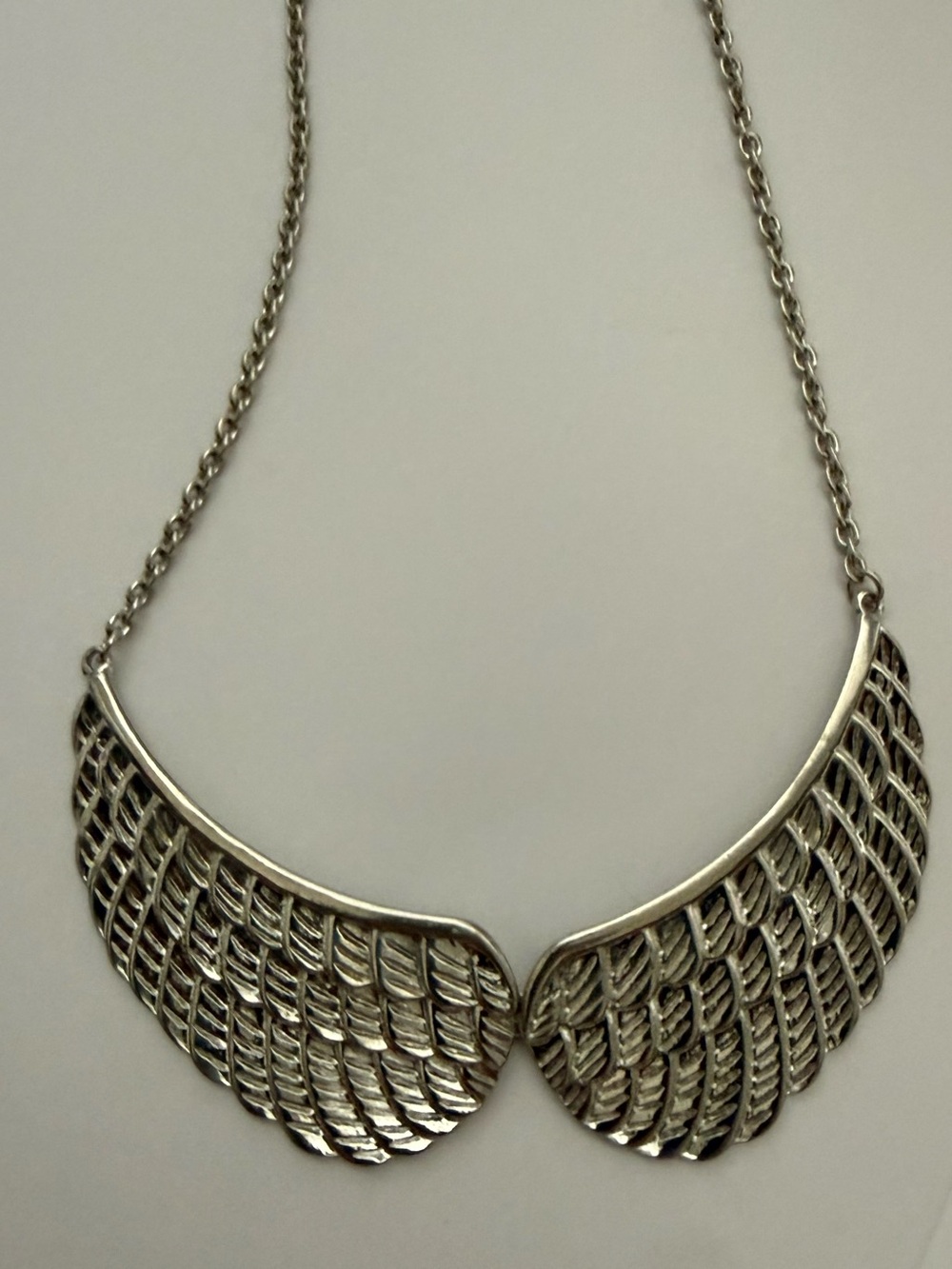 Silver Angel Wing Collar Necklace - Women's Statement Jewelry